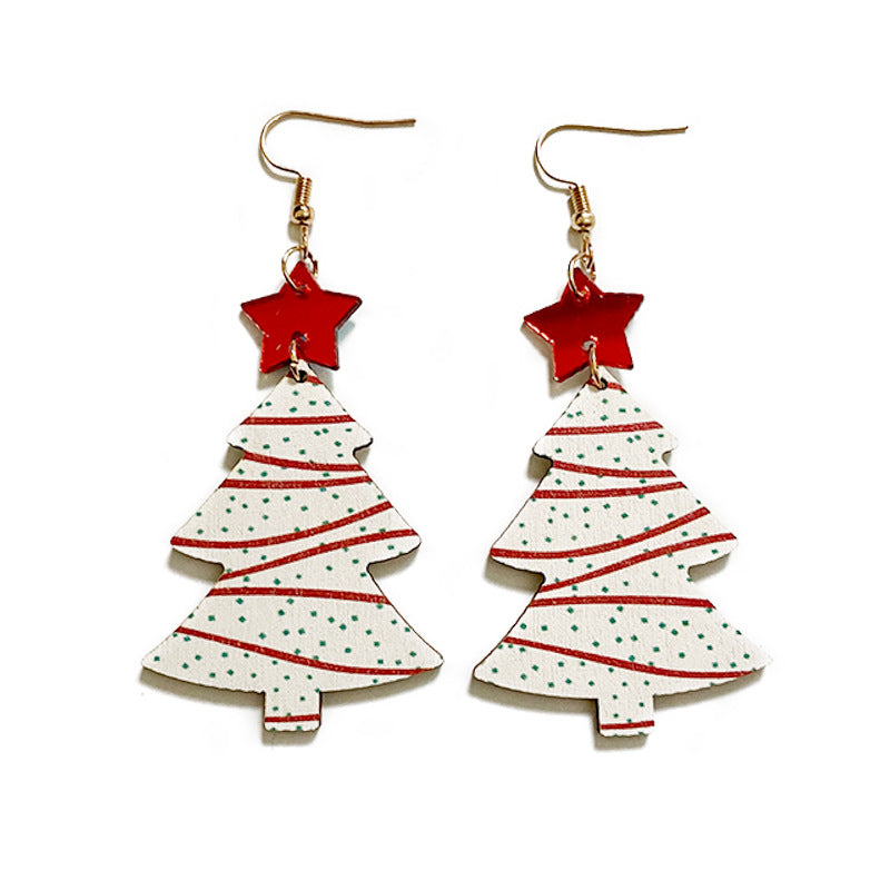 Wholesale Christmas Tree Wooden Earrings