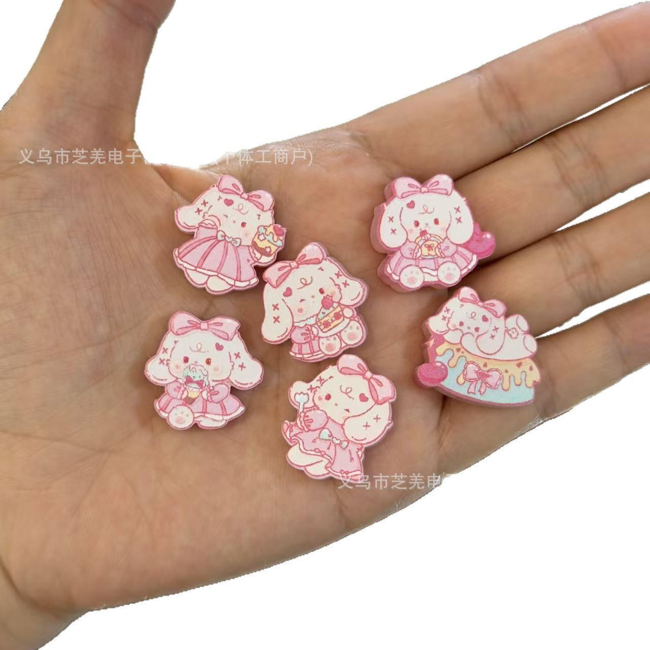 Wholesale 10pcs embossed pink cake cartoon dog acrylic beads OLY Exclusive