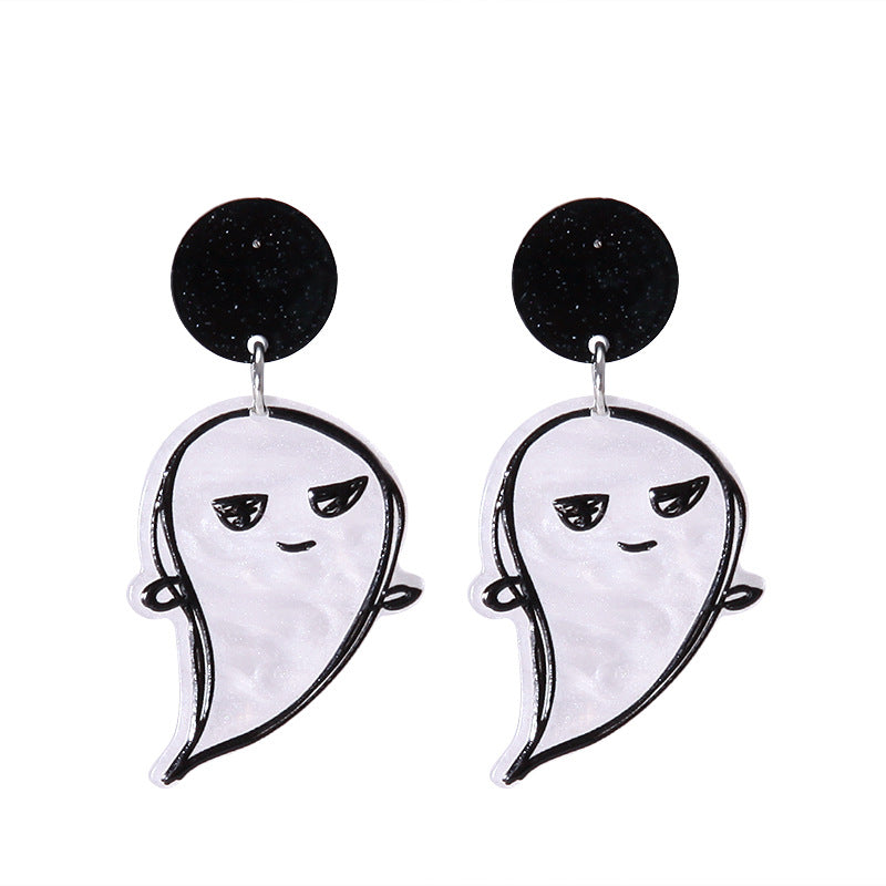 Wholesale  Acrylic Pumpkin Ghost Skull Drop Earrings For Women Party Wear Jewelry Accessory Gift Boutique Resale