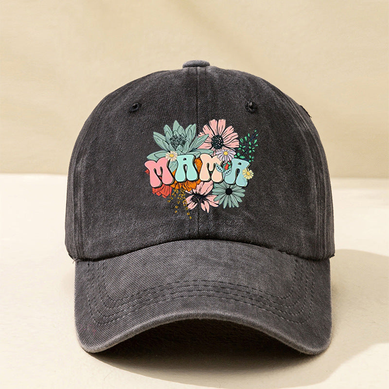 Wholesale Retro Letter Printing Flowers MAMA Cotton Baseball Cap