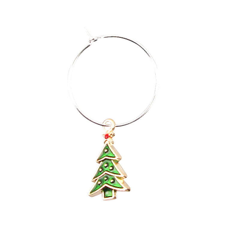 Wholesale Christmas Party Christmas Tree Metal Wine Cup Rings