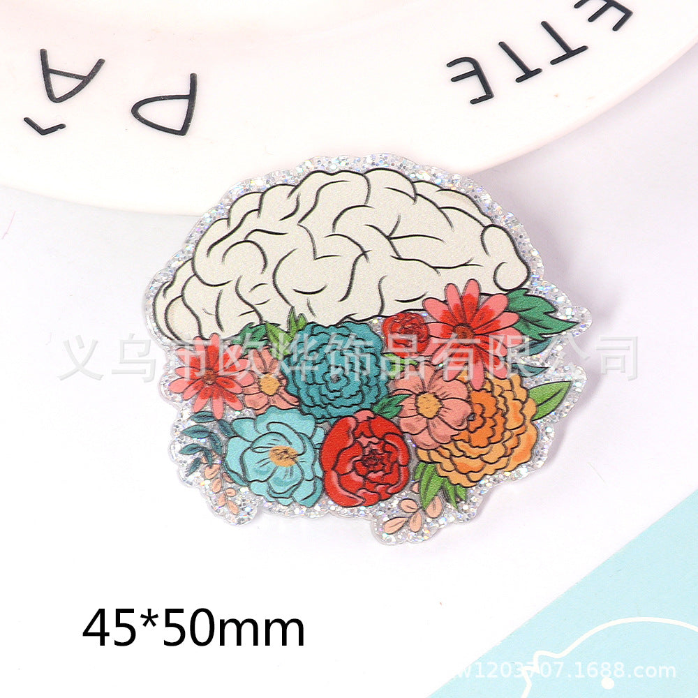 Wholesale New loose powder cartoon letters cute jewelry acrylic pin DIY patch accessories