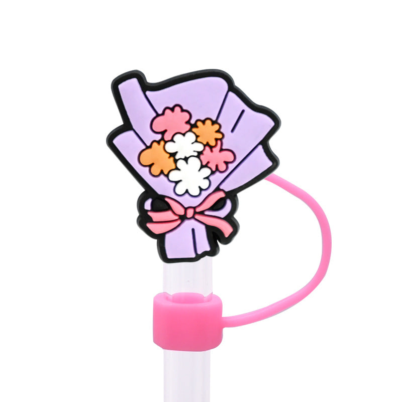 Wholesale Random 100pcs 10mm  Valentine' s Day dust plug straw accessories