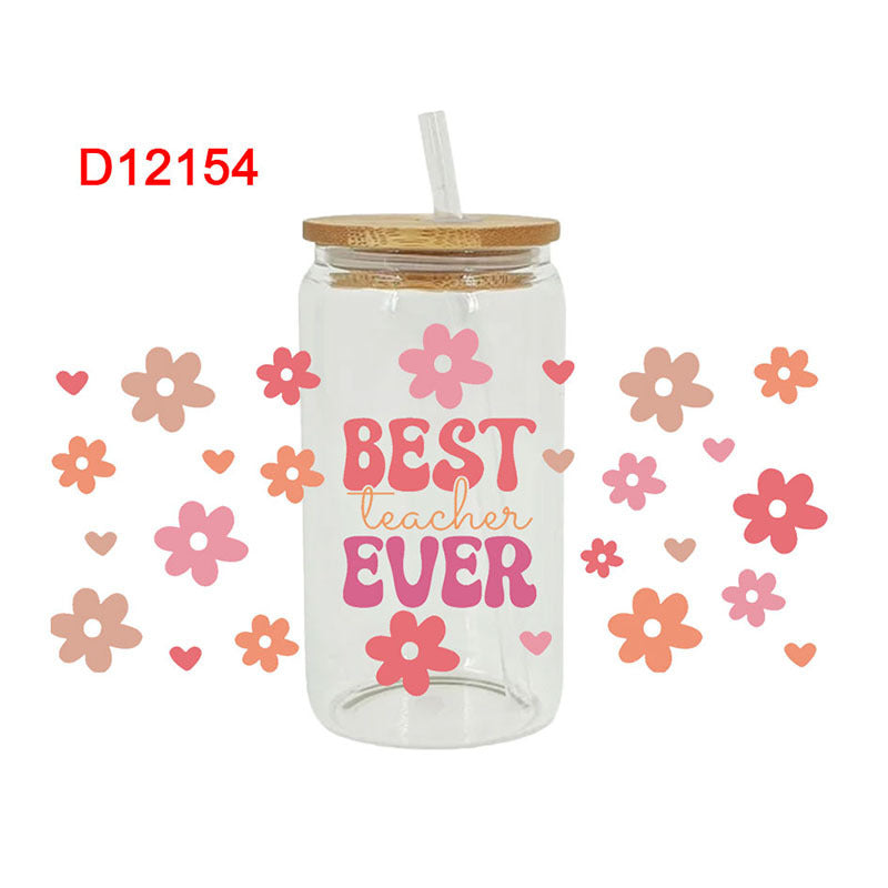 Wholesale Colorful Teacher's Day Series  16oz Cup UV DTF Wraps