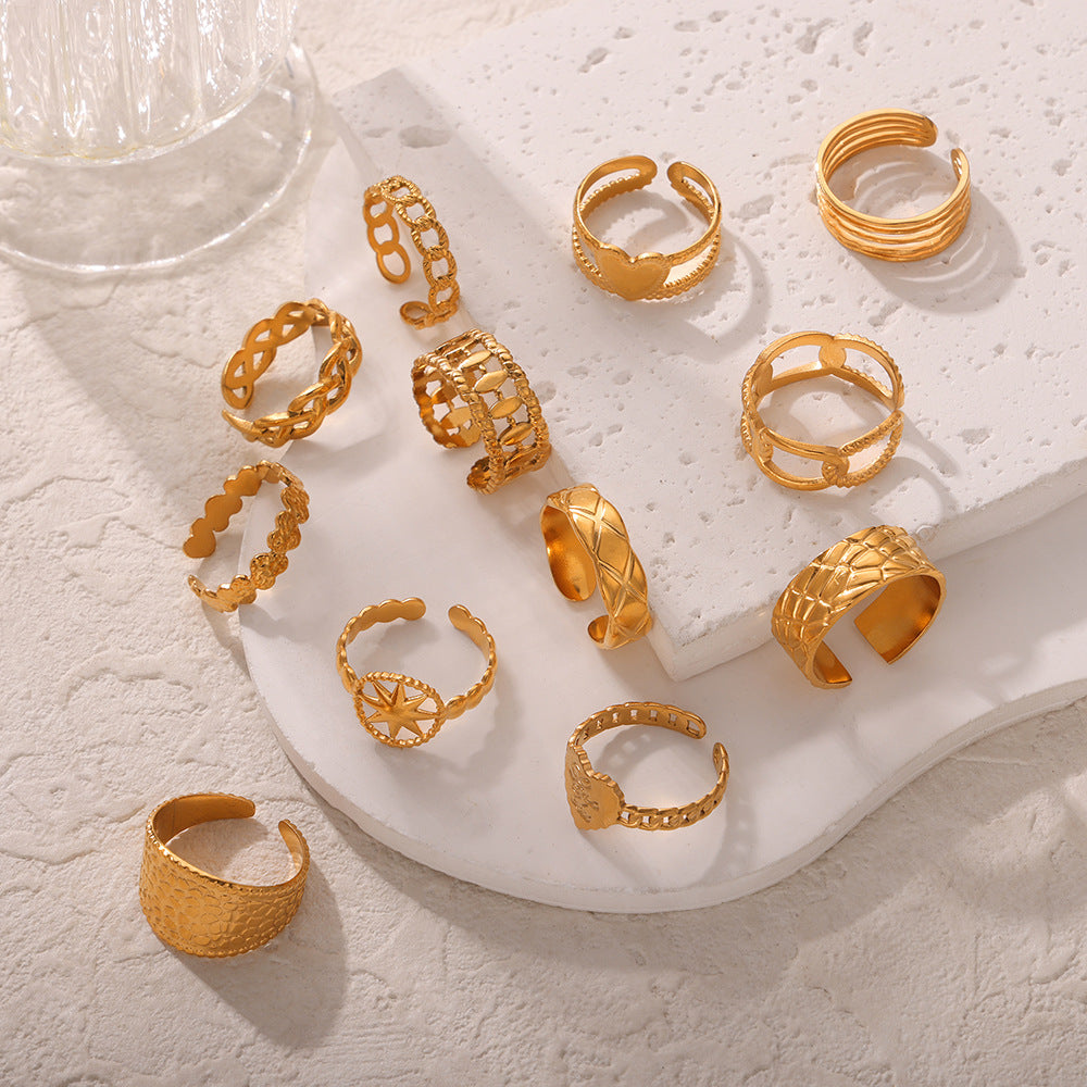 Wholesale Open Titanium Steel Gold Plated Geometric Versatile Ring