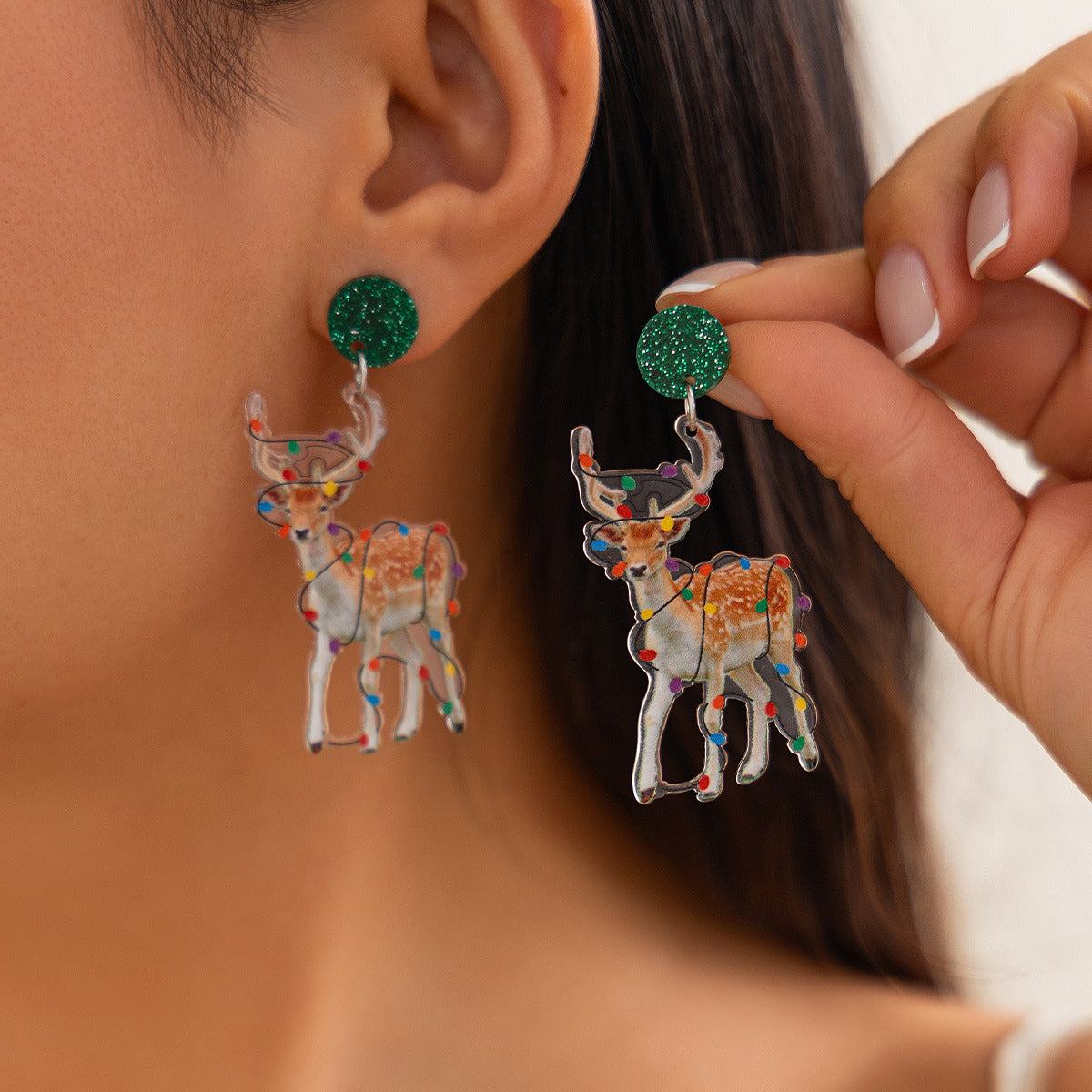 Wholesale Elk Christmas Tree Acrylic Earrings