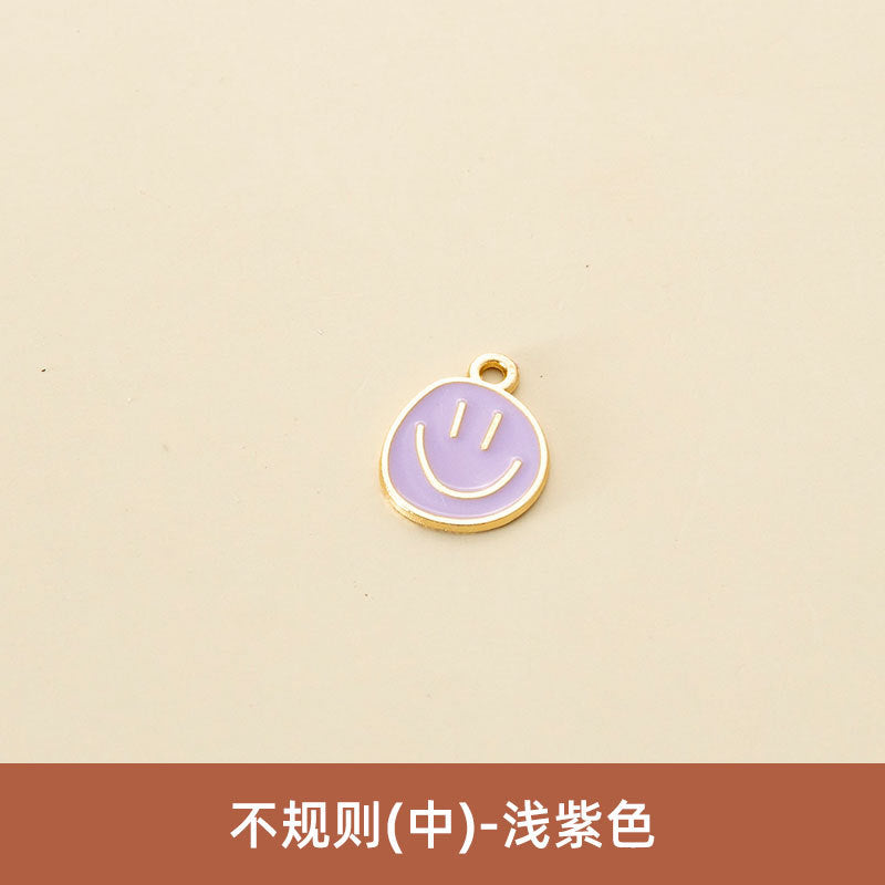 Wholesale Oil Drop Pendant Asymmetrical Funny Smiley Face Pendant Earrings Necklace Personality Pendant DIY Jewelry Accessories