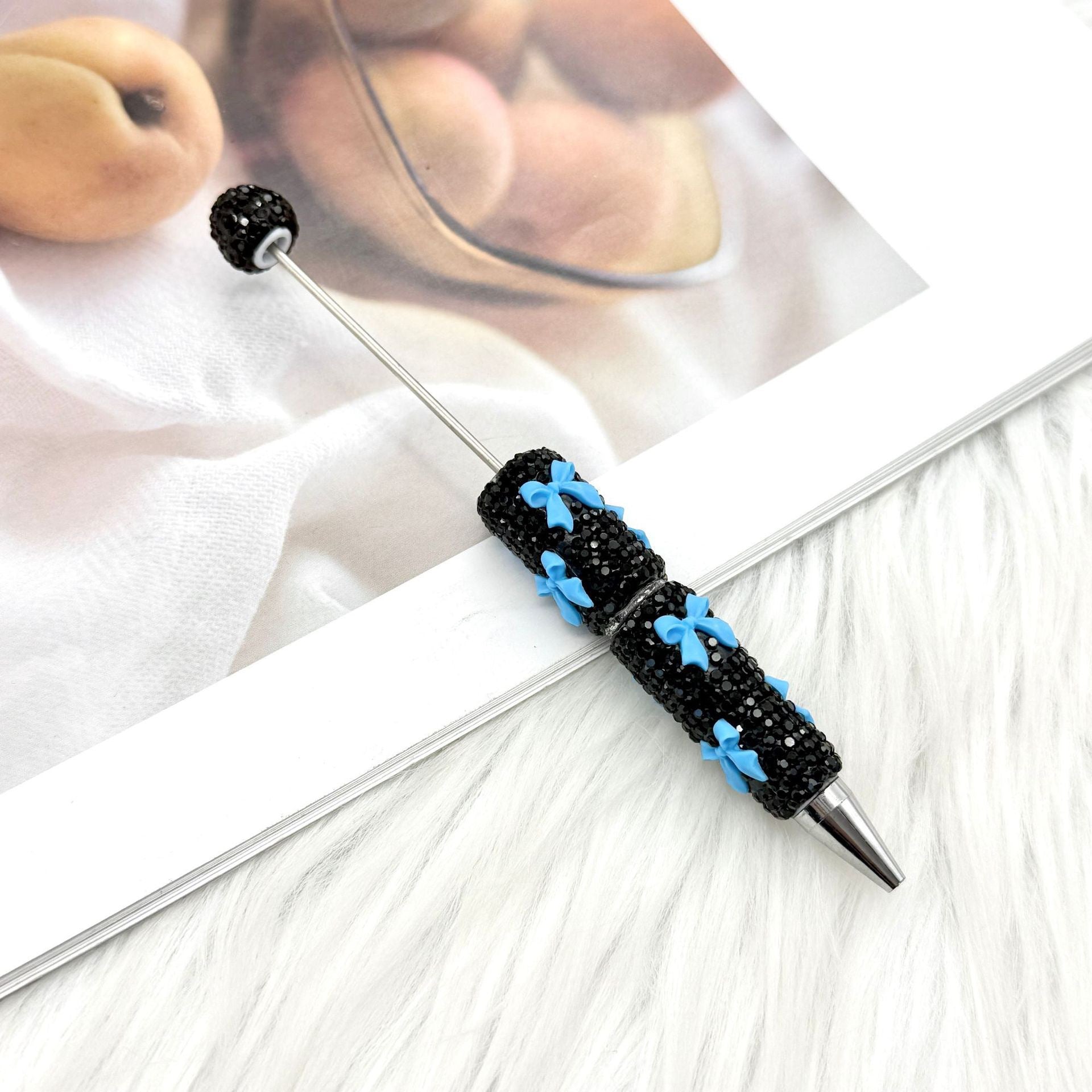 Wholesale 2pcs DIY Bow Full Rhinestone Beaded Pen Valentine' s Day Gift Pen
