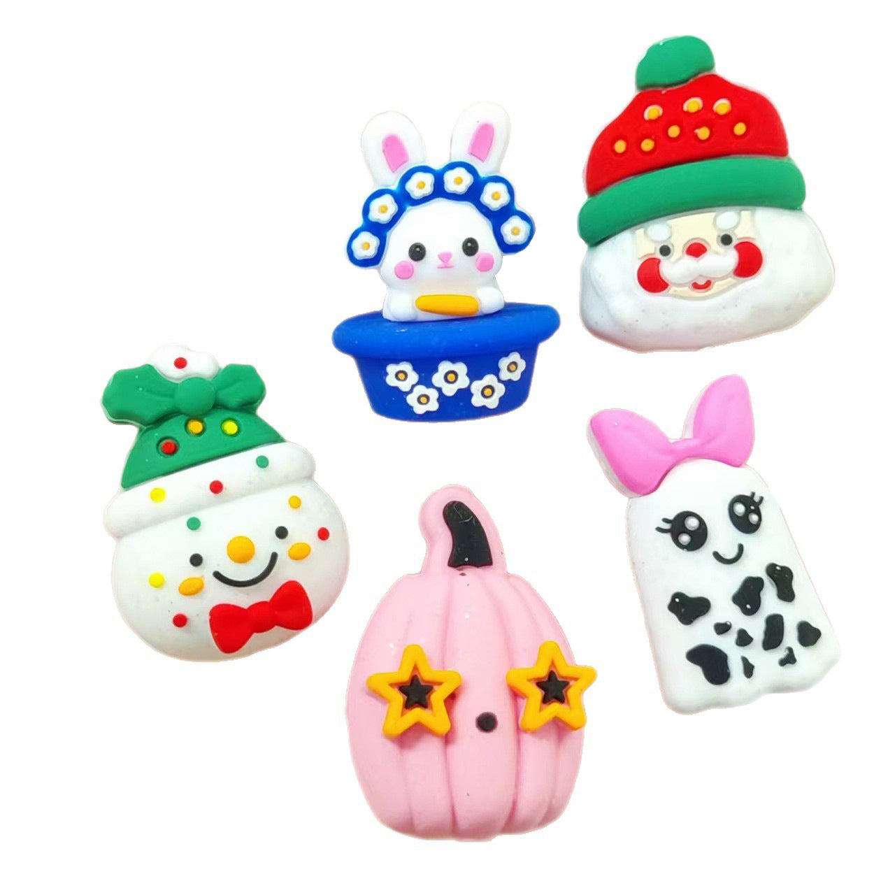 Wholesale Random 20pcs/pack Pumpkin Ghost Beads Christmas  Silicone 3D Focal Beads