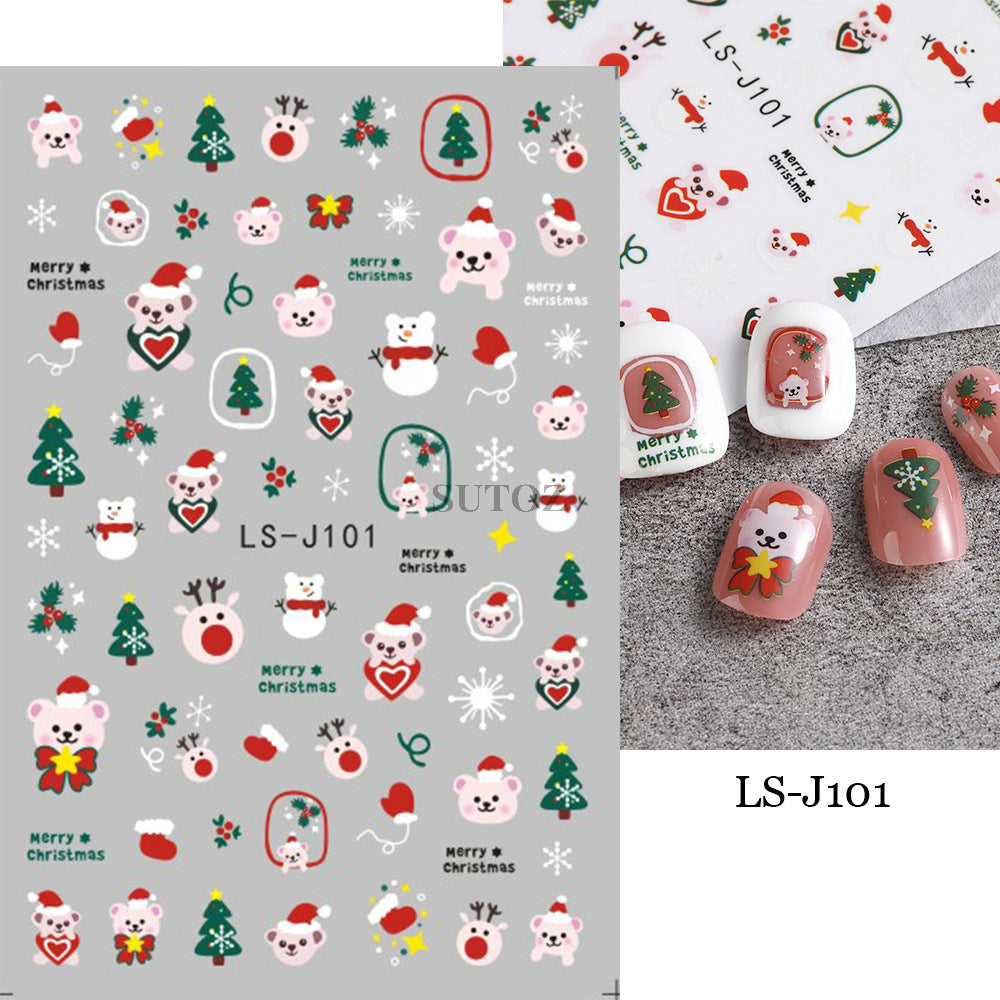 Wholesale 3pcs/pack Children' s cartoon Christmas nail stickers
