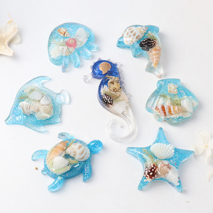 Wholesale Ocean Refrigerator Stickers Hippocampus Turtle Real Shell Starfish