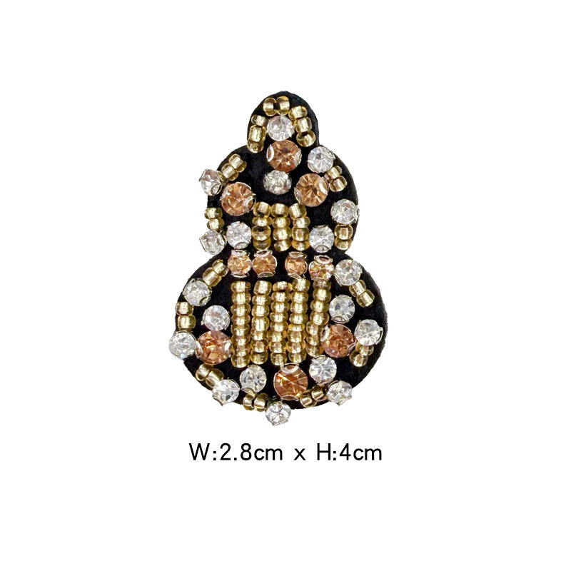 Wholesale Decorative Gourd Shaped Crystal Bead Embroidery Patch DIY Craft Supply For Clothing Bags Towels