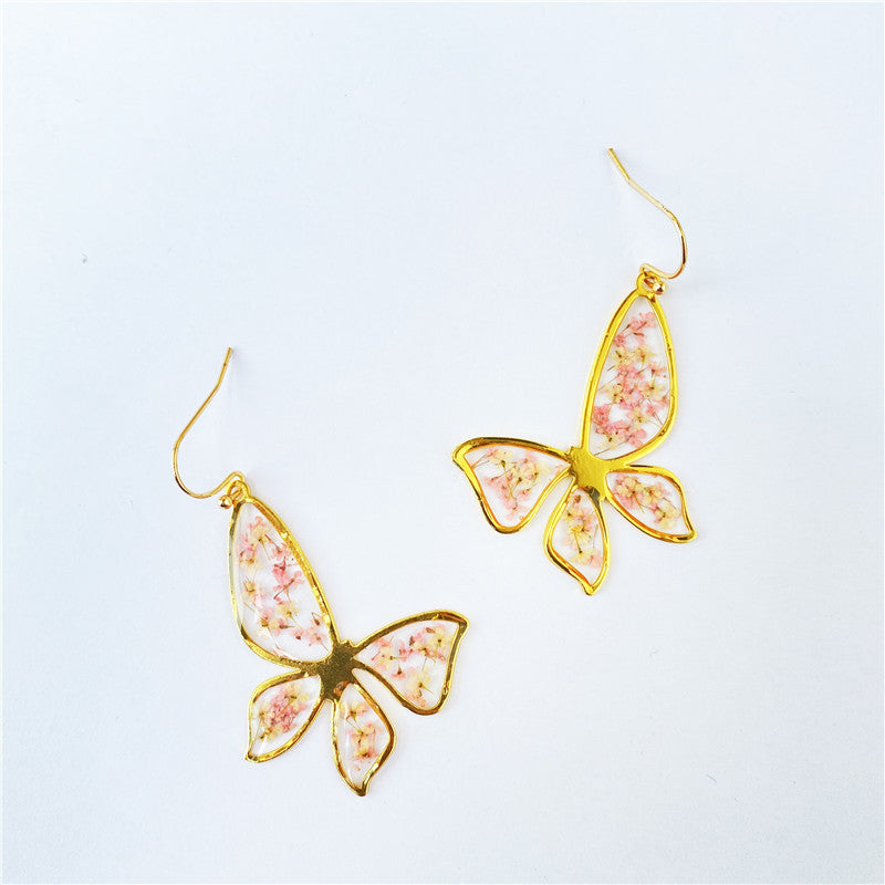 Wholesale 6pcs Butterfly Shape Flower Resin Earrings