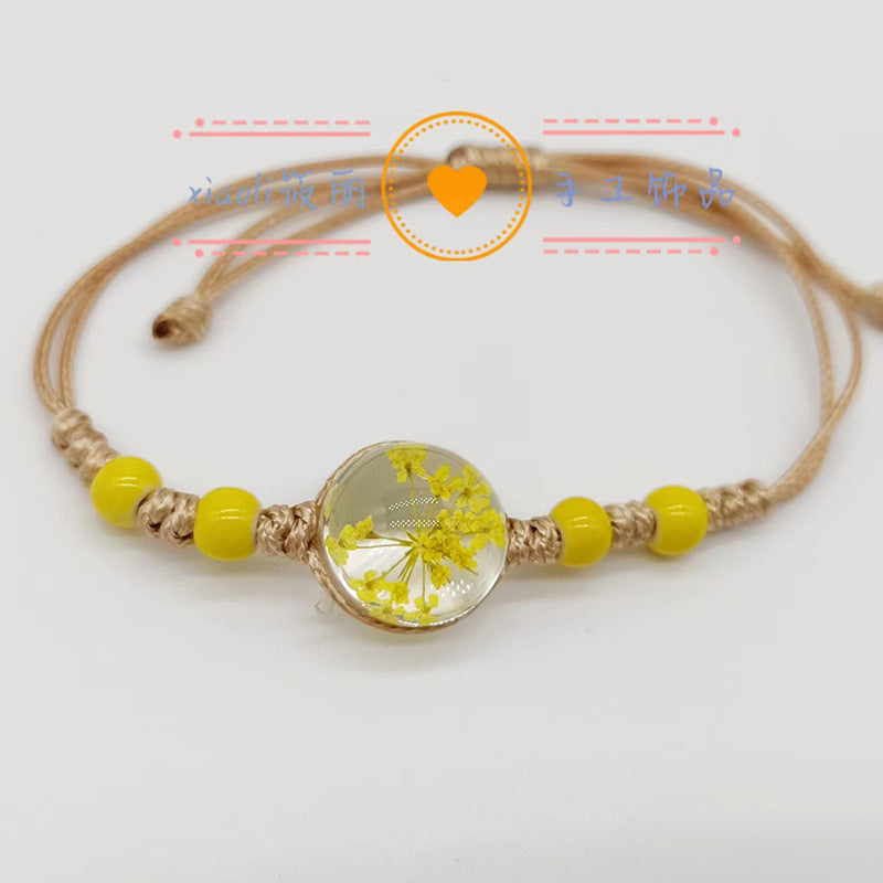Wholesale Woven Colored Ceramic Beads Natural Real Flower Bracelet