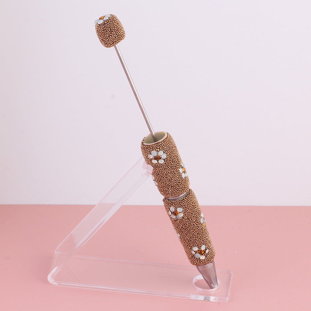 Wholesale  new creative diy beads daisy beaded pen multicolor ballpoint pen color cute cartoon pearl pen