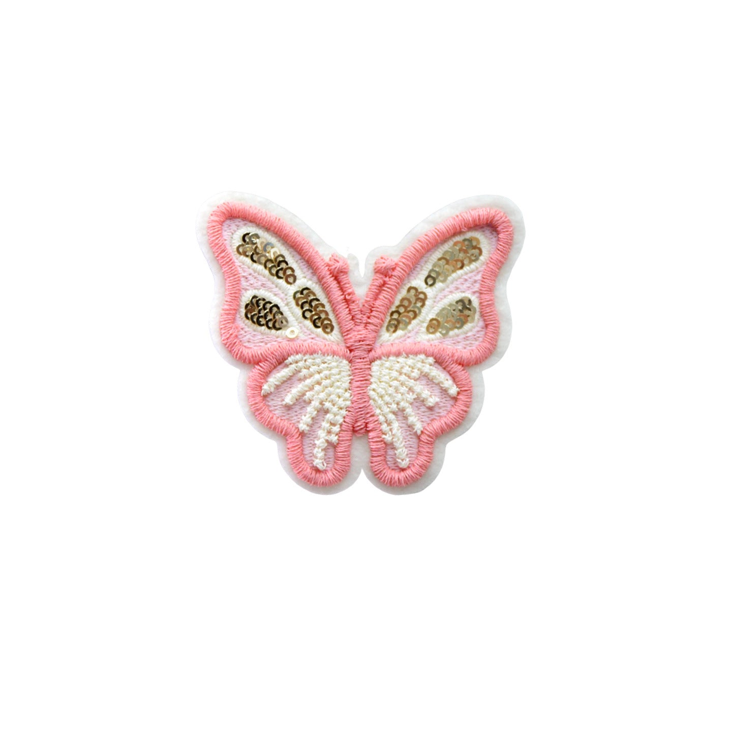 Wholesale Chic Pink Sequin Butterfly Embroidered Patch Felt Base DIY Sewing Decorative For Clothing Towels And Home Decor