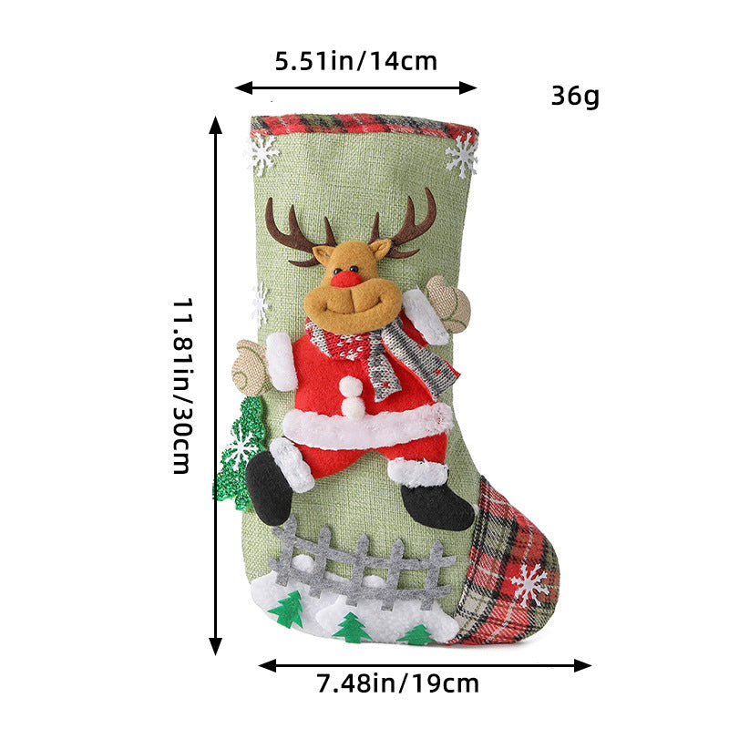 Wholesale Large Size Christmas Stockings Fence Hangings Burlap Gift Bags Christmas Tree Decorations