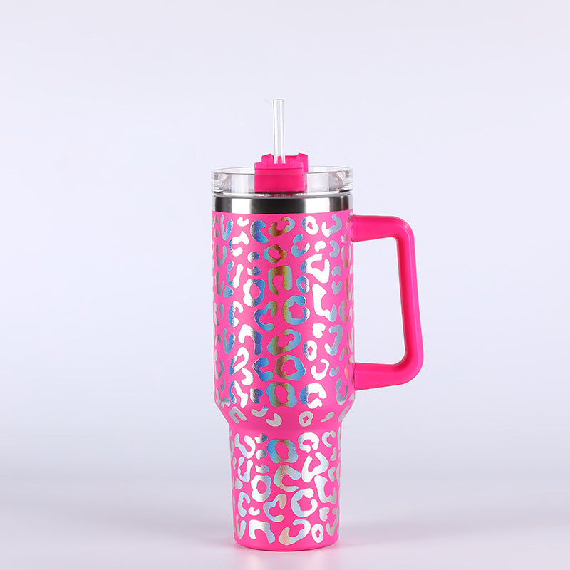 Wholesale Tumbler Ice Bullies Cup  Leopard Print Thermos Cup Straw Cup 40OZ Car Cup Ice Cup