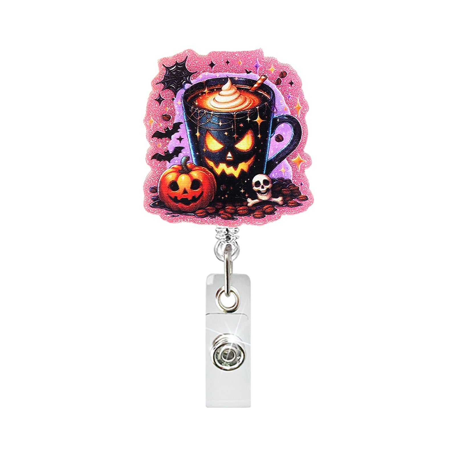 Wholesale  Pumpkin Bow Ghost Black Cat Easy Pull Buckle Telescopic Rotating Doctor Nurse Telescopic Id Buckle Badge