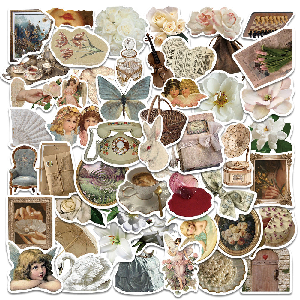 Wholesale 50pcs vintage multiple artistic patterns Waterproof Vinyl Stickers