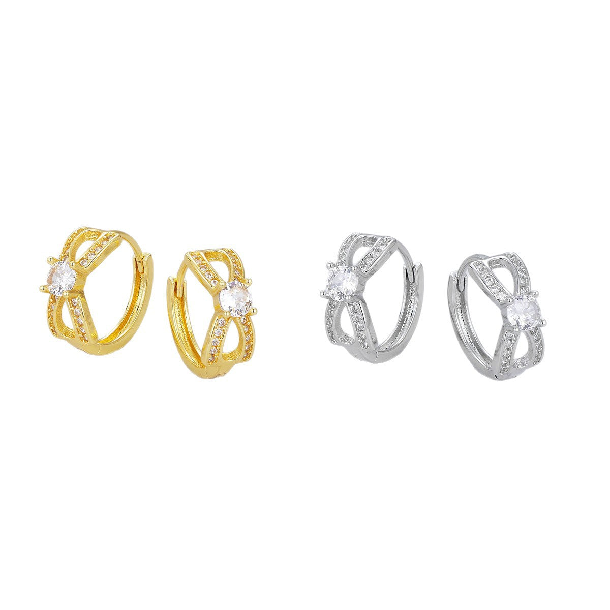 Wholesale Zircon Bow Earrings,  Niche Design