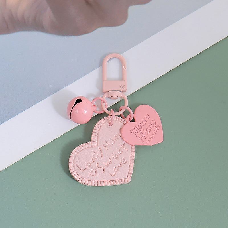 Wholesale Heart-shaped PU leather engraved love leather keychain