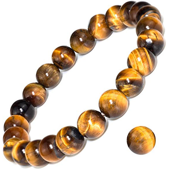 Wholesale 8mm Natural Gemstone Tiger Eye Stone Turquoise Handmade Beaded Elastic Cord Bracelet
