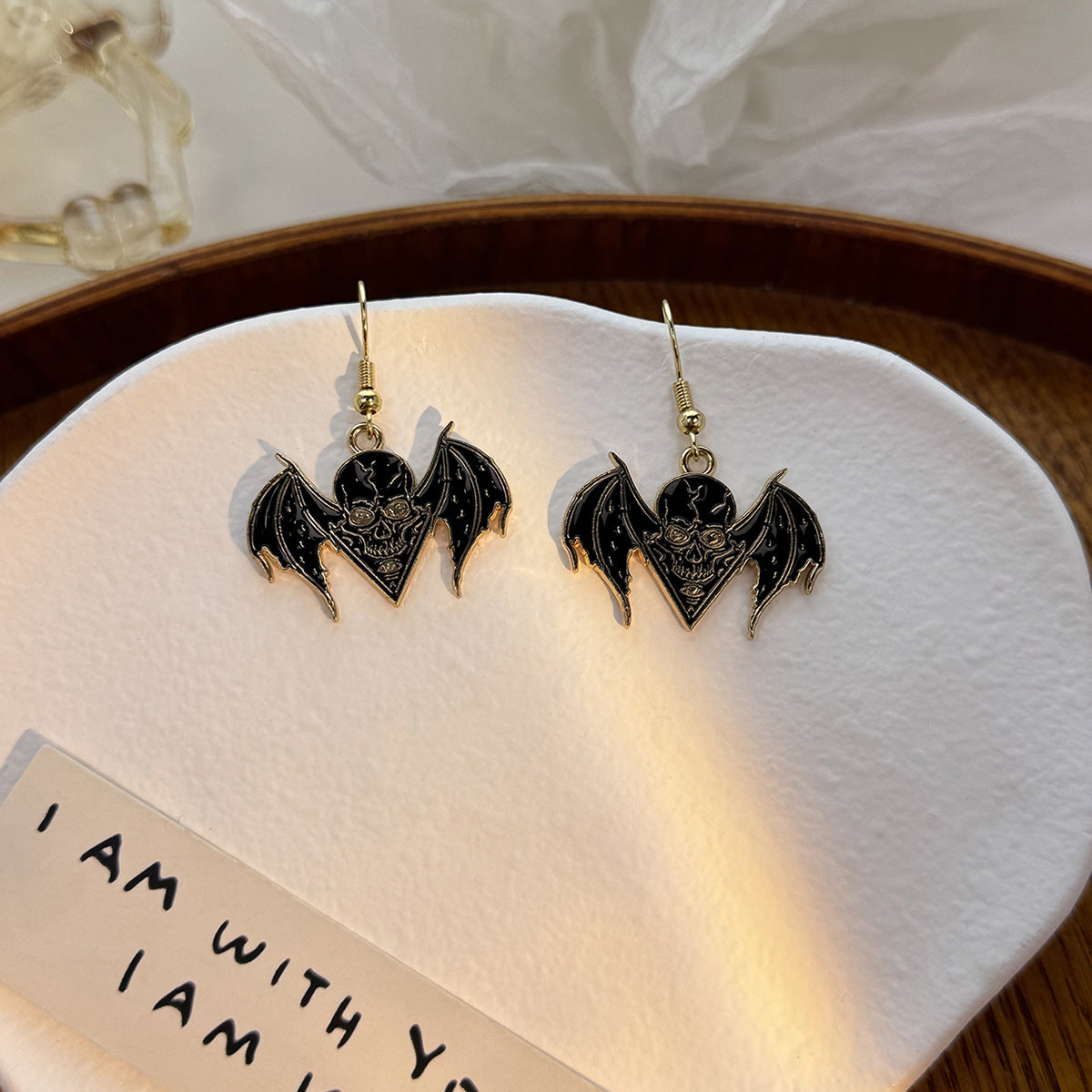 Wholesale Dark Personality Halloween Horror Funny Skull Bat Tombstone Rose Earrings