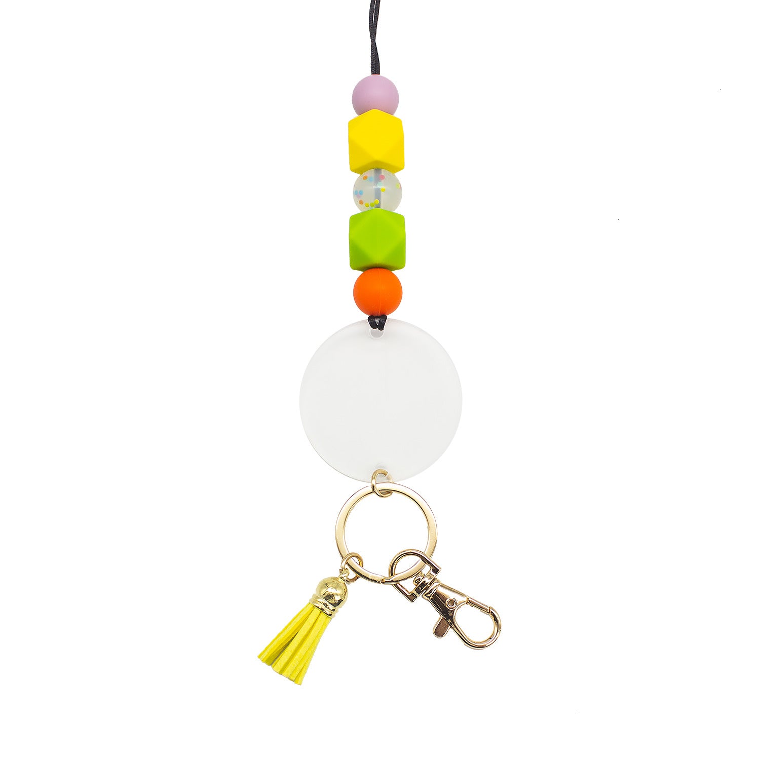 Wholesale Silicone Beaded Wooden Sign Acrylic Lanyard Keychain