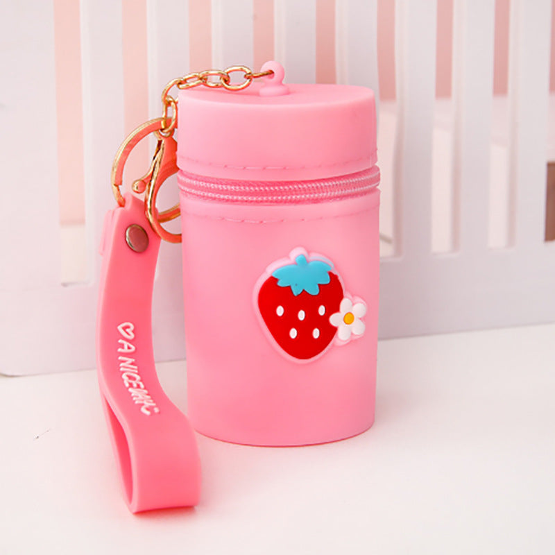 Wholesale Mini Portable Silicone Bucket Storage Bag Coin Purse Keychain