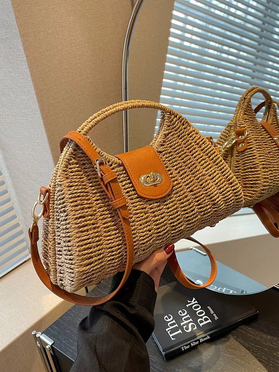 Wholesale Bamboo and Rattan Woven Bag Portable Large Capacity Crossbody Bag Tote Bag