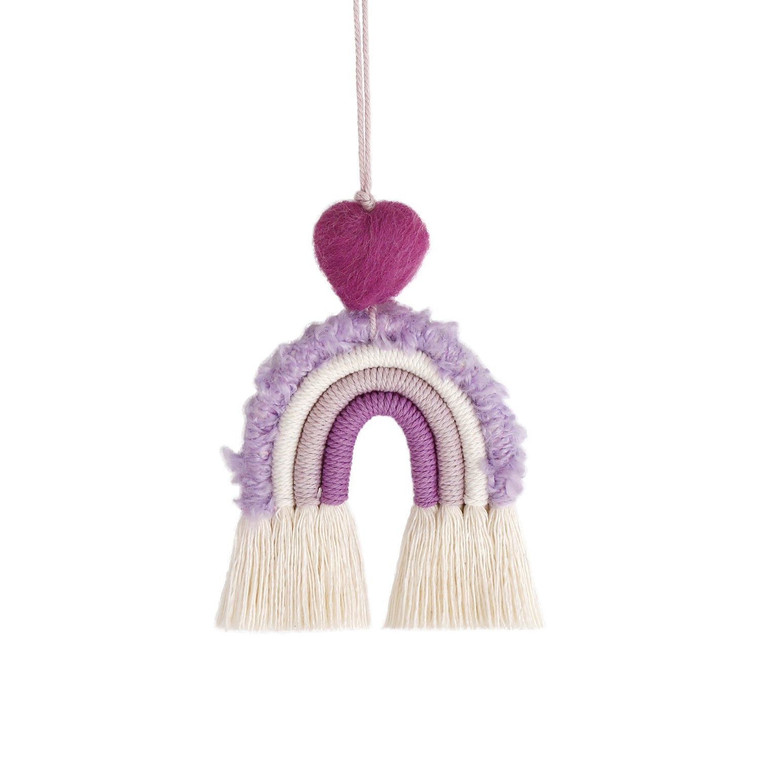 Wholesale Linen Cotton Tassels Handwoven Love Heart Valentine Plush Rainbow car accessories