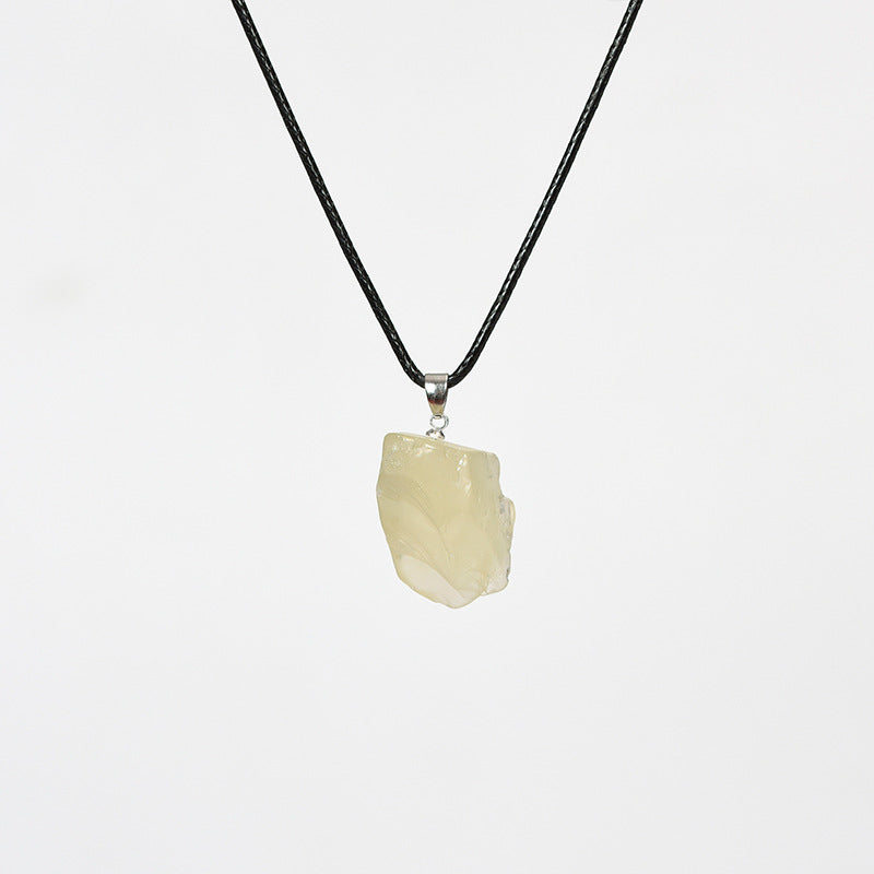 Wholesale Amethyst Irregular Leather Rope Crystal Necklace