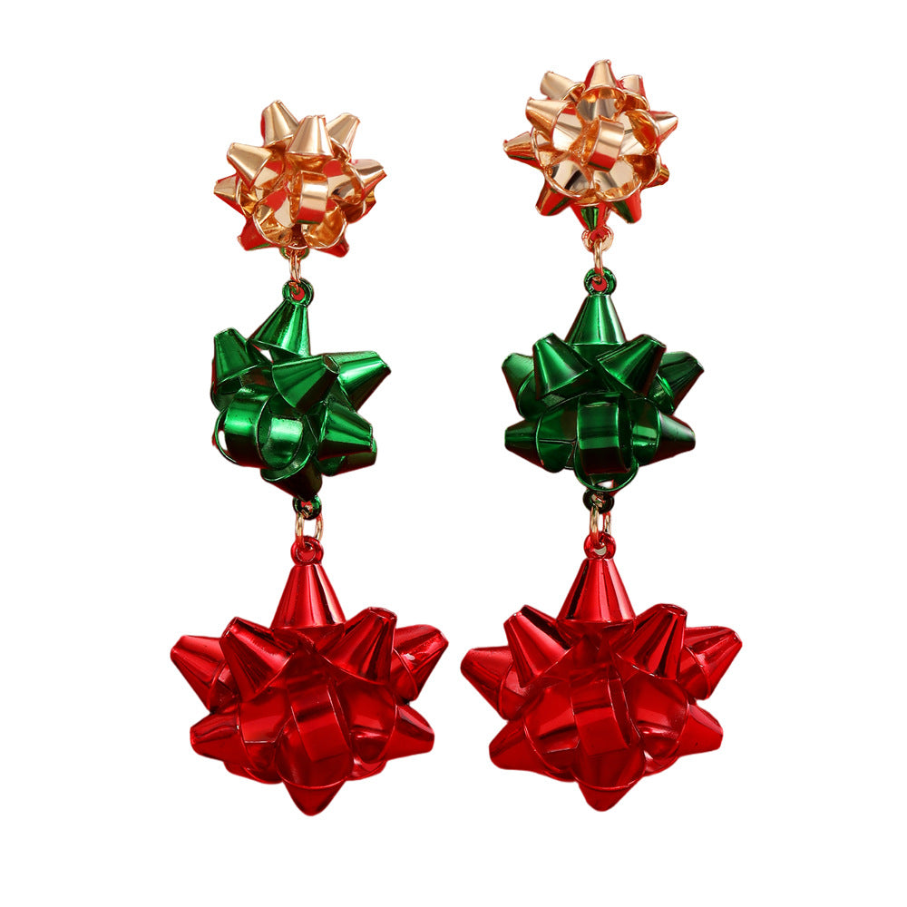 Wholesale Christmas colorful red and green earrings