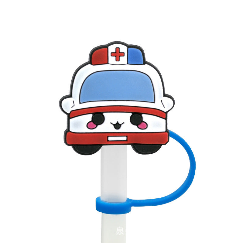 Wholesale 10PCS Doctor and Nurse Silicone Cartoon Tube Straw Hat