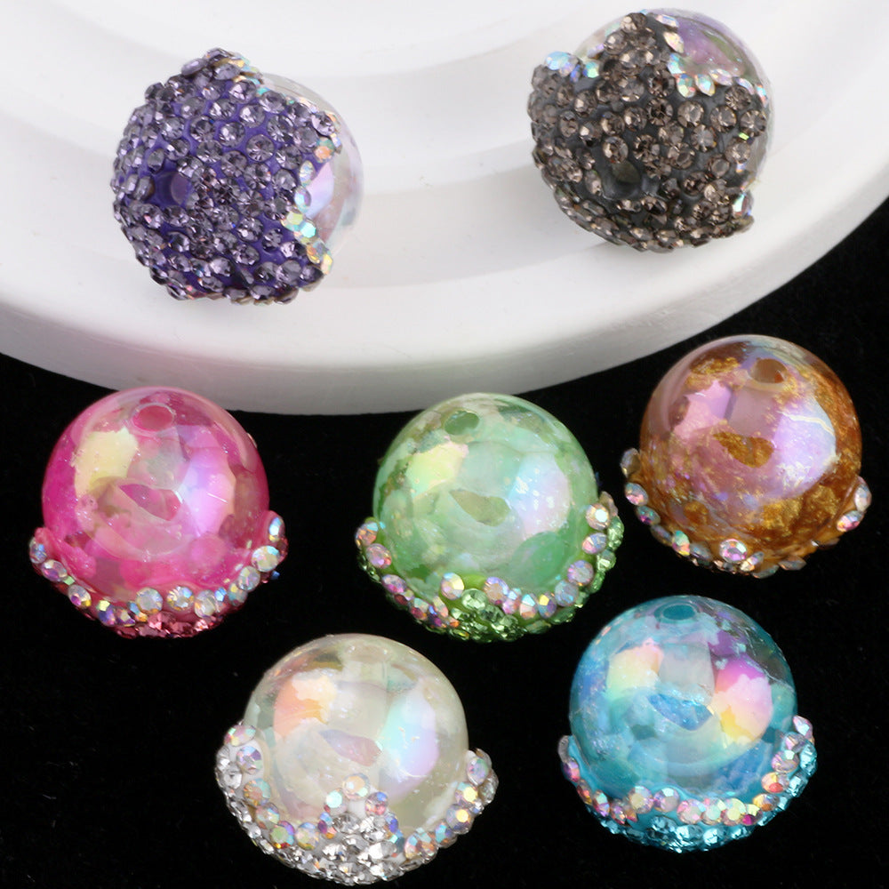 Wholesale 6pcs New cloud beads clay diamond ball can wear straight hole beads DIY mobile phone chain key chain bag chain accessories