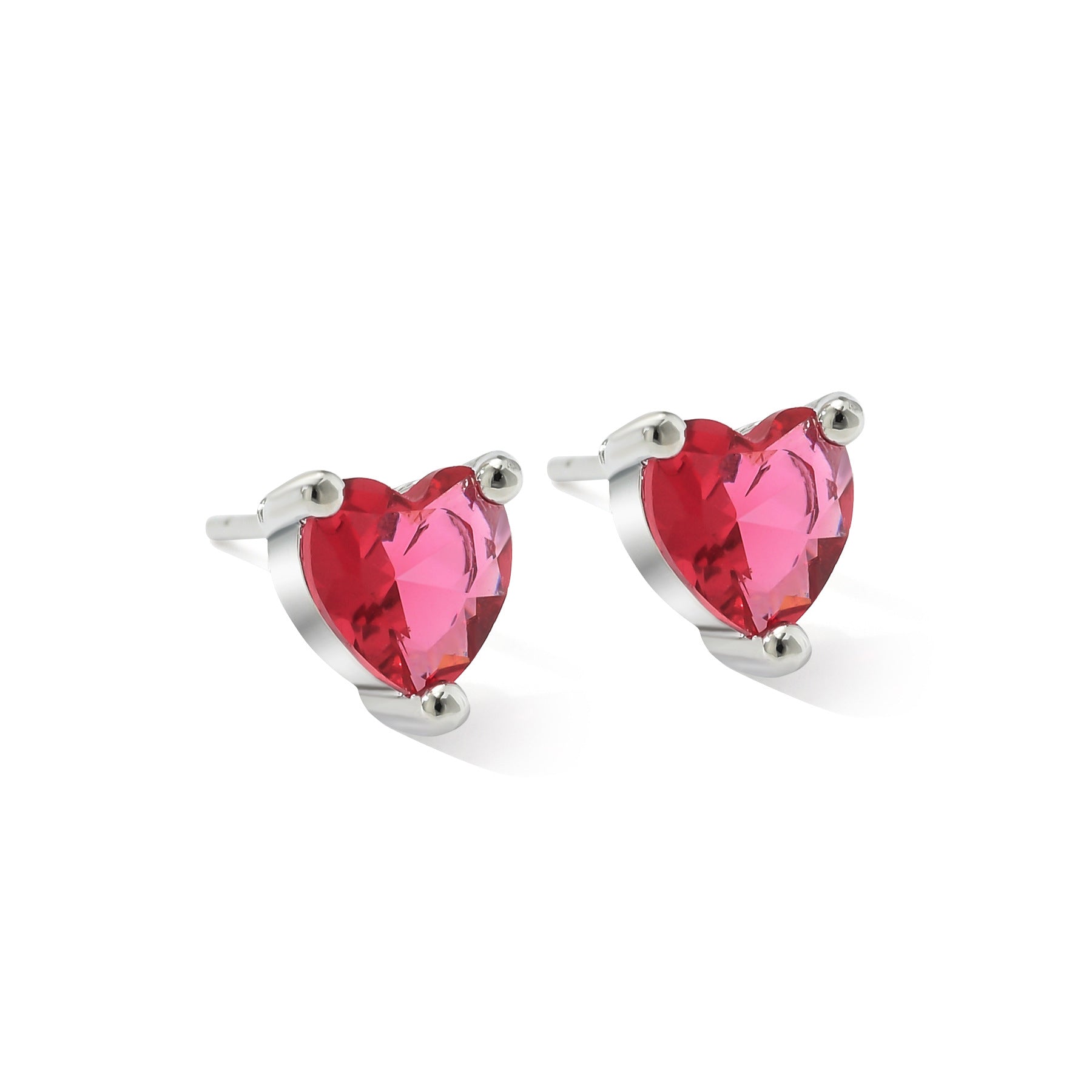 Wholesale Color Set Ultra Glitter Zircon Heart Earrings