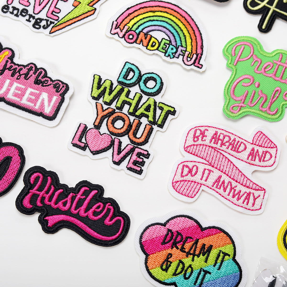 Wholesale Inspirational  encourages English embroidery DIY Patches