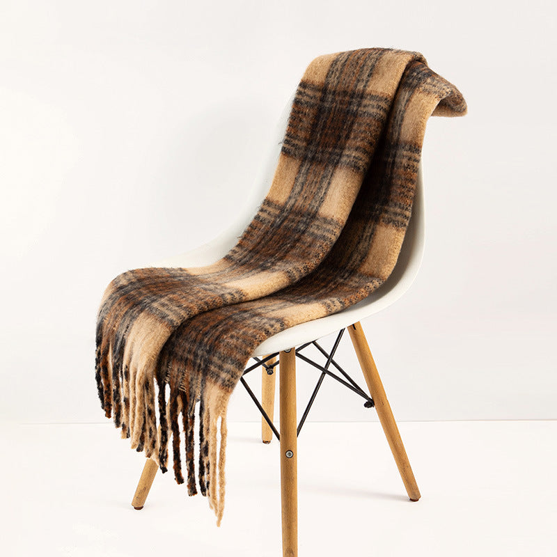 Wholesale Autumn and Winter Thickened Warm Retro Plaid Scarf