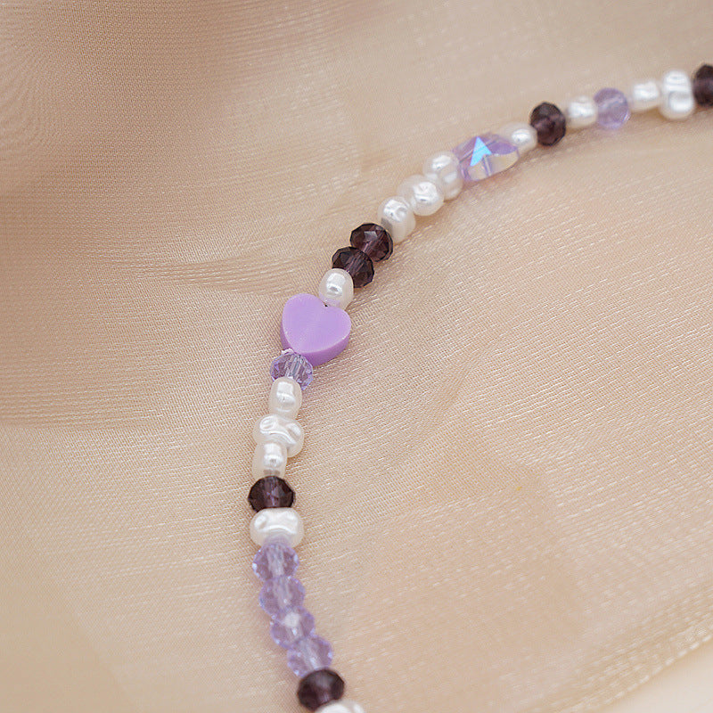 Wholesale Colorful Beaded Purple Crystal Pearl Necklaces