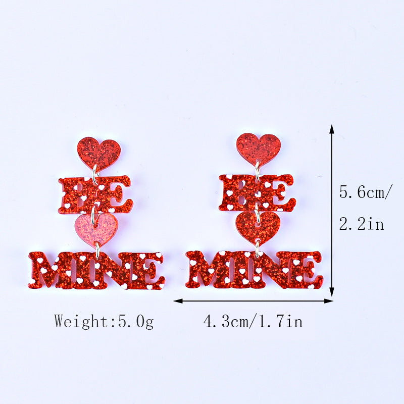 Wholesale Valentine' s Day Love Letter Red Pink Acrylic Earrings