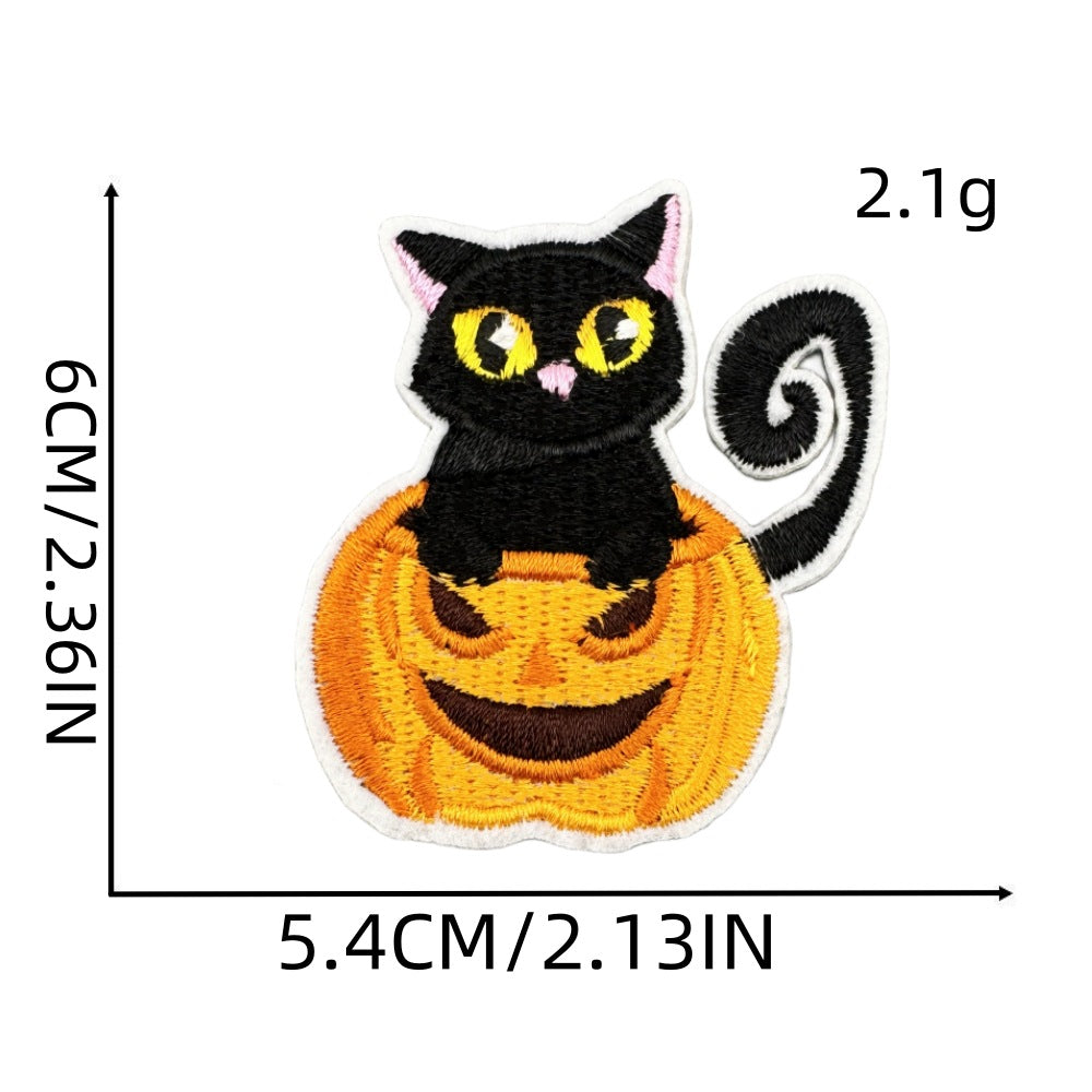 Wholesale  Embroidered Patch Polyester Thread Pumpkin Bat Ghost Castle Design Decorative Fashion Accessory Gift