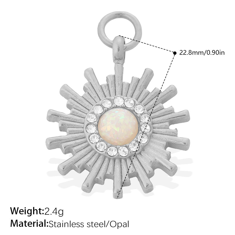 Wholesale Stainless Steel Zircon Sunflower Teardrop Pendant