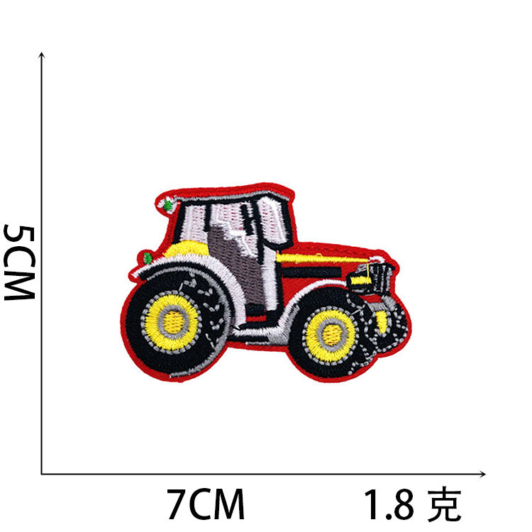 Wholesale Stylish Construction Vehicle Embroidery Patches Self Adhesive Polyester Cloth Applique For Clothing And DIY