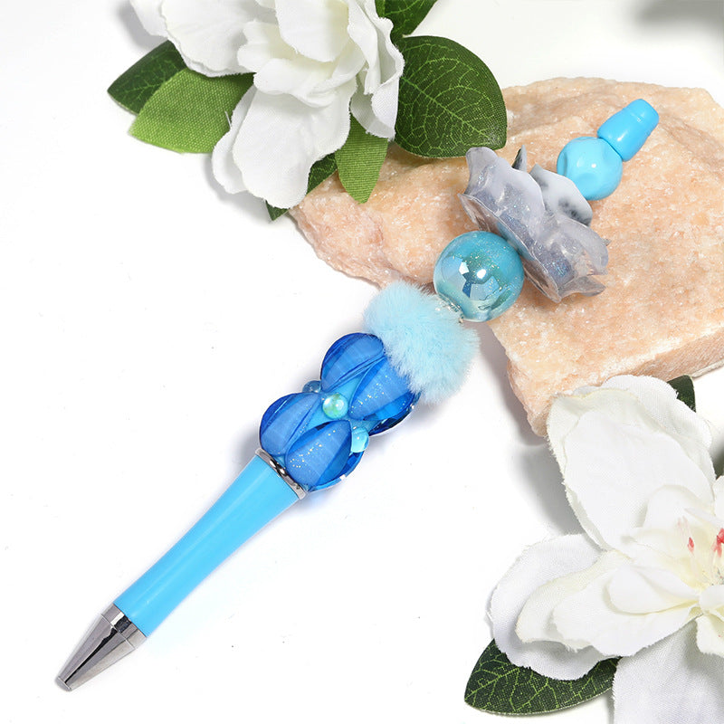 Wholesale Beadable Pens 10pcs Heavy Color Petals Mermaid Beads Diamond Diy Ballpoint Pen
