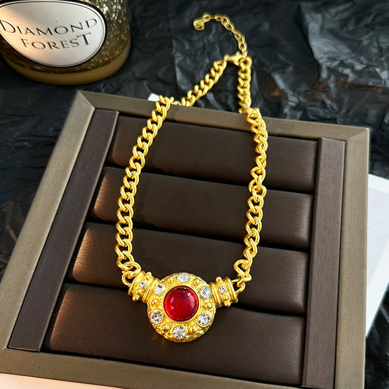 Wholesale Gut Alloy Diamond Medieval Style Retro Ladies Clavicle Chain Necklace