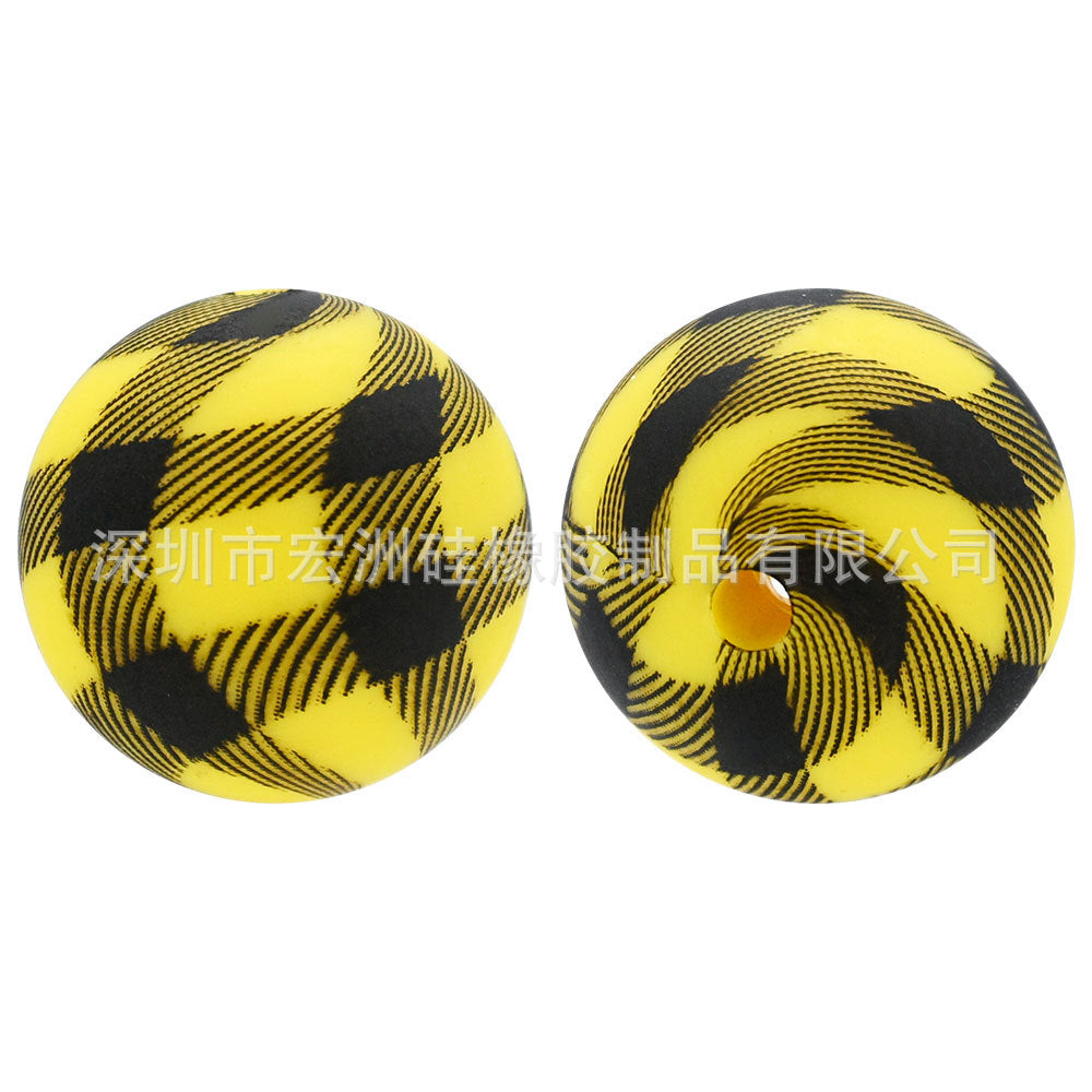 Wholesale 10pcs/pack Plaid Watermark Food Grade Silicone  DIY Round Beads