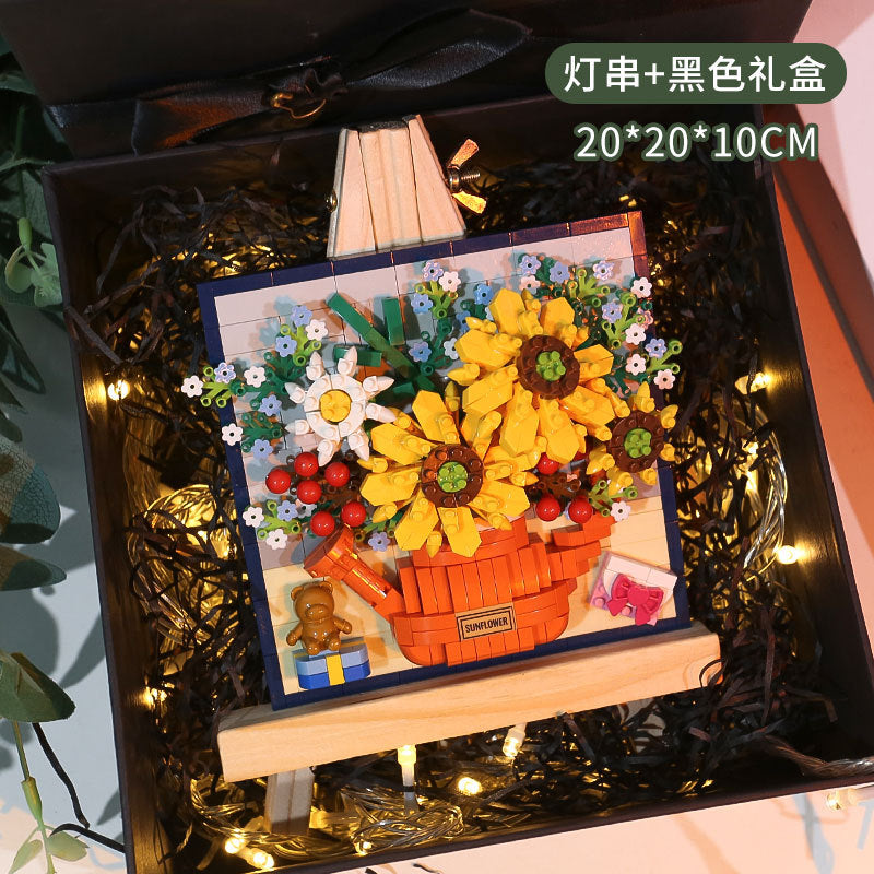 Wholesale Christmas 3D Prints, Roses, Sunflowers, Building Blocks, Flower Bouquets, Plastic Small Particle Decorations