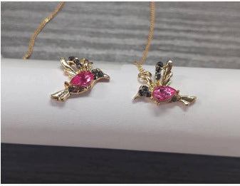 Wholesale Chic Pink Alloy Bird Earrings With Thread Fashion Jewelry Accessory For Resale