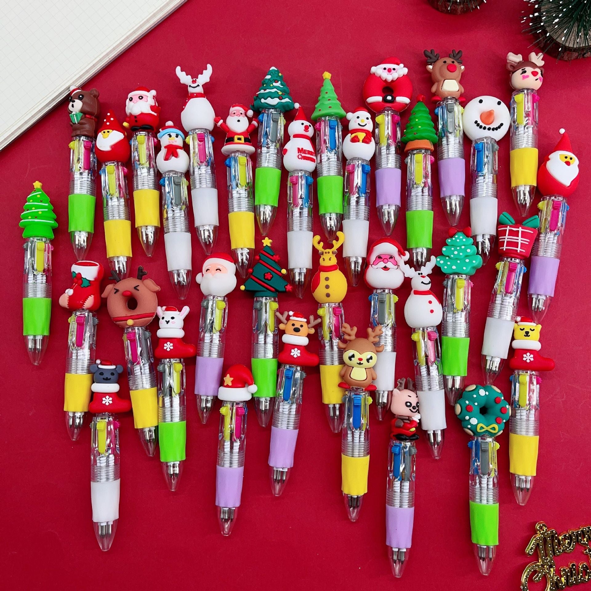 Wholesale Cartoon Christmas Mini Four Color Plastic Ballpoint Pen
